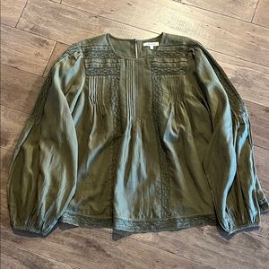 Madewell Lace-Insert Pintucked Long-Sleeve